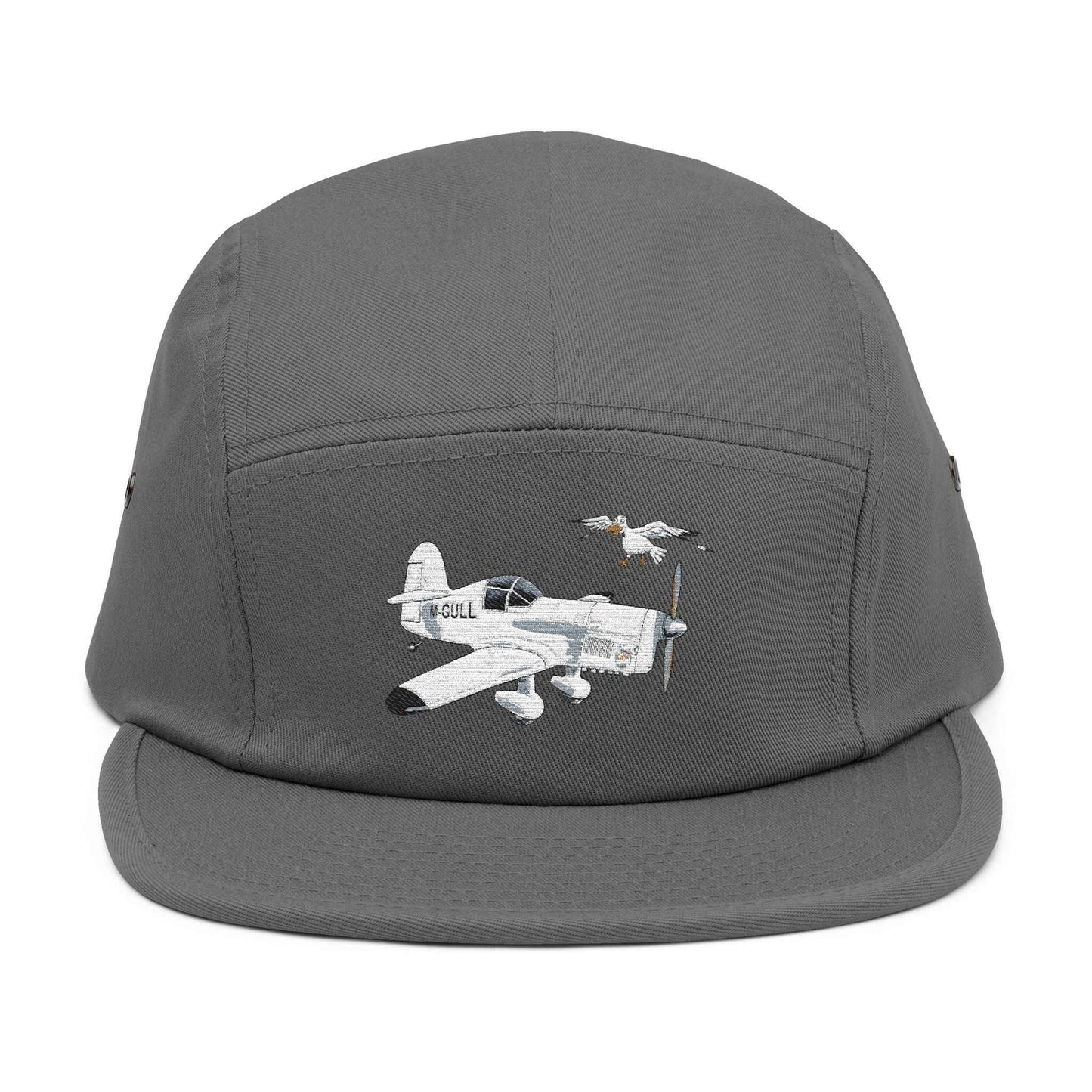 Vintage Mew Gull Aviation 5-Panel Cap — Minimalist Embroidered Pilot Hat