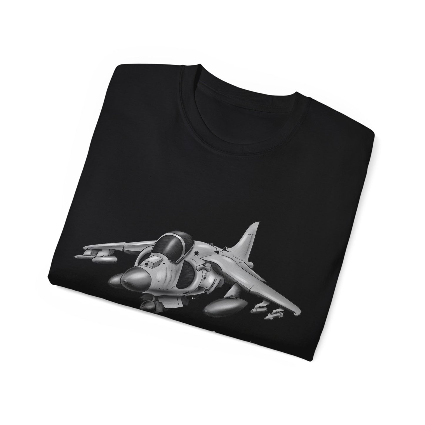 Harrier Hand drawn Cartoon for Flight Enthusiast T-Shirt, Airplane Graphic Tee, Unique Gift for Pilots, Aviation Fan Apparel