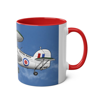 Navy Swordfish Design Two-Tone Coffee Mugs, 11oz - Funky Aviation