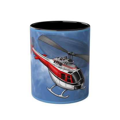 Bell Jet Ranger Helicopter Two-Tone Coffee Mugs, 11oz - Funky Aviation