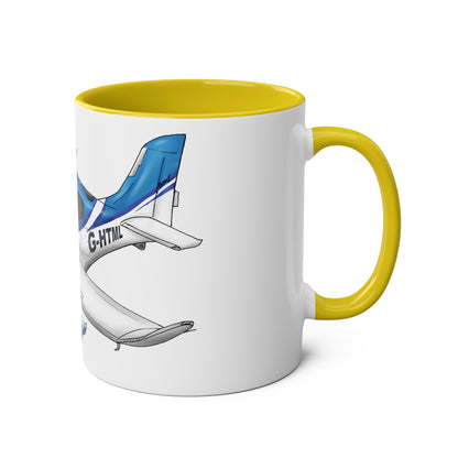 Cirrus Aircraft Hand drawn art Two-Tone Coffee Mugs, 11oz - Funky Aviation