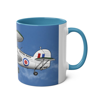 Navy Swordfish Design Two-Tone Coffee Mugs, 11oz - Funky Aviation