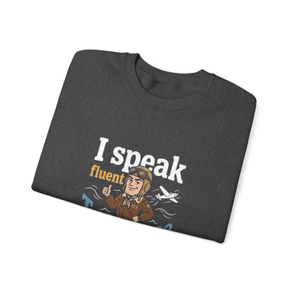 Aviation Crewneck Sweatshirt – "Fluent Turbulence" Vintage Pilot Graphic