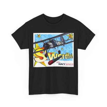 Swordfish Navy Wings T‑Shirt — Vintage Biplane Aviation Graphic Tee
