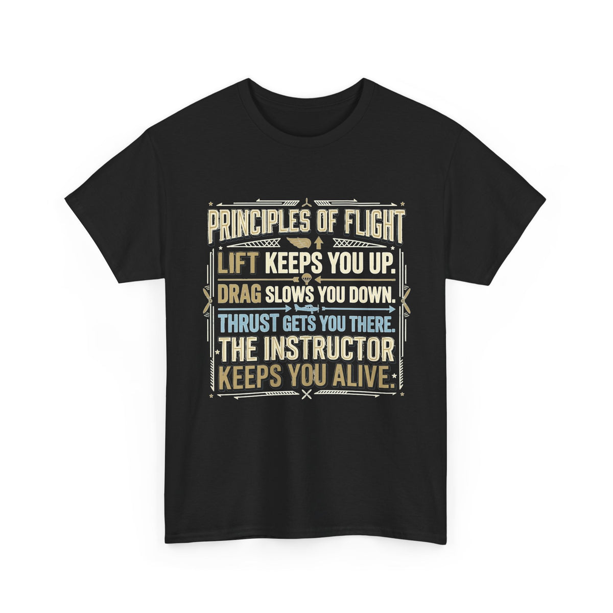 Pilot Instructor T‑Shirt — “Principles of Flight” Aviation Gift