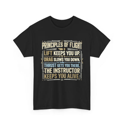 Pilot Instructor T‑Shirt — “Principles of Flight” Aviation Gift