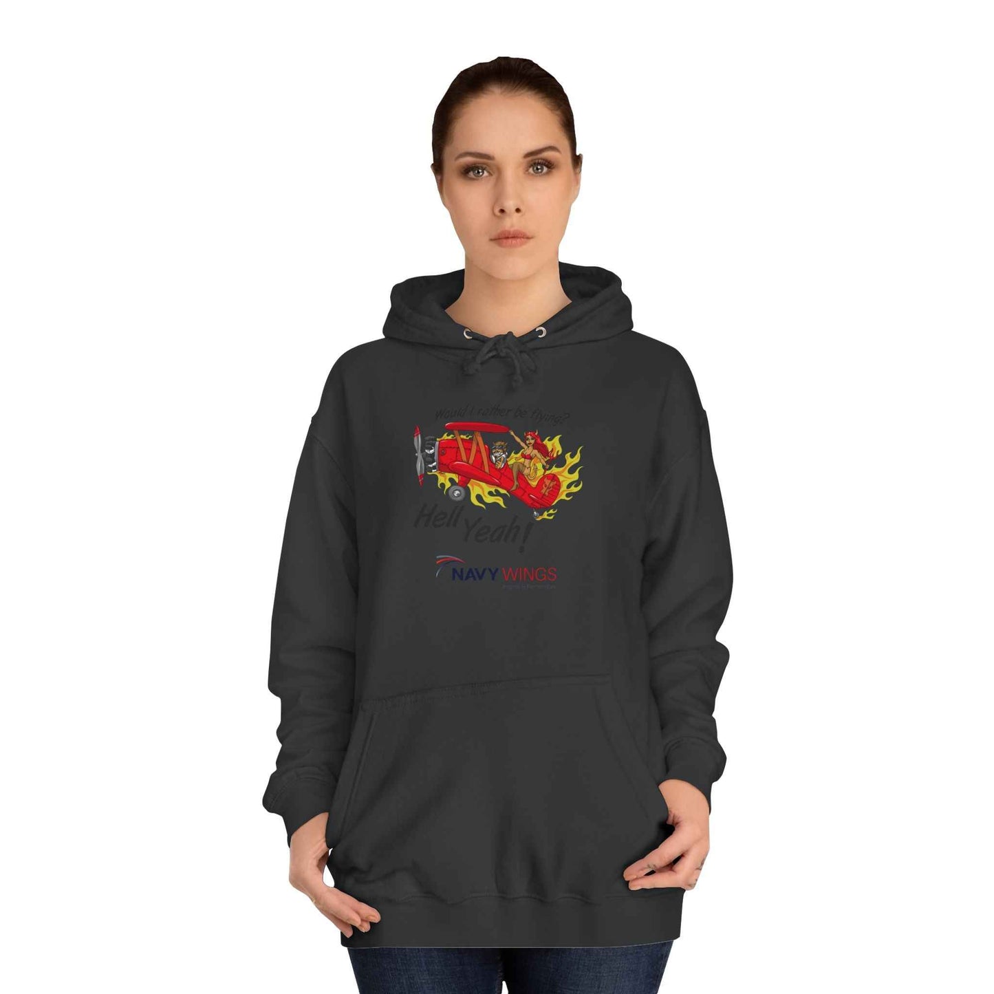 Vintage Red Airplane Hoodie — "Hell Yeah!" Graphic College Pullover