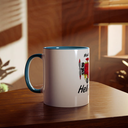 Would I Rather be Flying ? Hell Yeah ! Two-Tone Coffee Mugs, 11oz - Funky Aviation