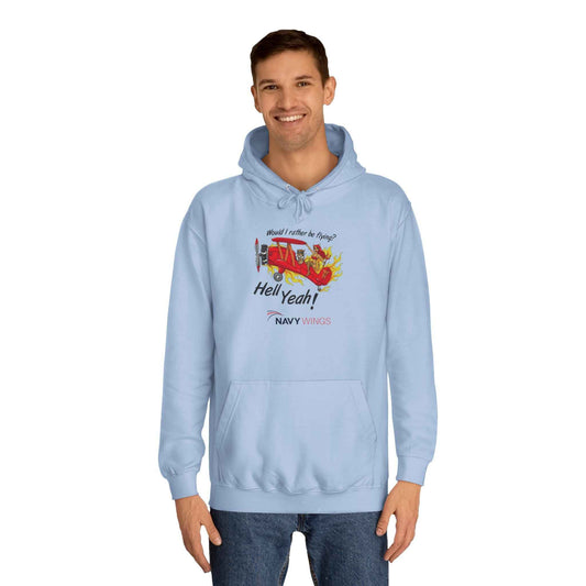 Vintage Red Airplane Hoodie — "Hell Yeah!" Graphic College Pullover