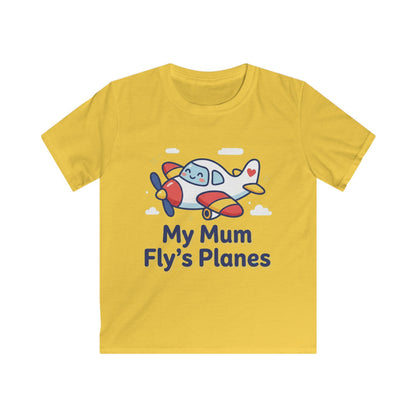 Kids Tee — "My Mum Fly's Planes" Cute Airplane Design for Little Aviators