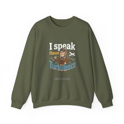 Aviation Crewneck Sweatshirt – "Fluent Turbulence" Vintage Pilot Graphic