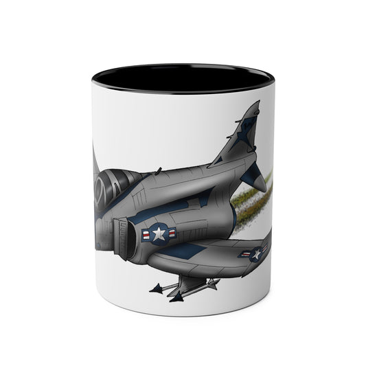 Phantom Fighter Jet Two-Tone Coffee Mugs, 11oz