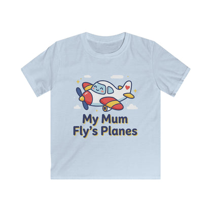 Kids Tee — "My Mum Fly's Planes" Cute Airplane Design for Little Aviators