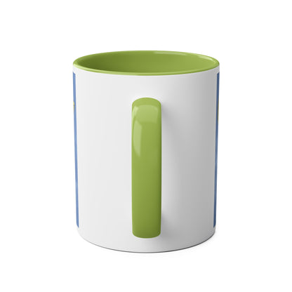 Super Yellow Cub Two-Tone Coffee Mugs, 11oz - Funky Aviation