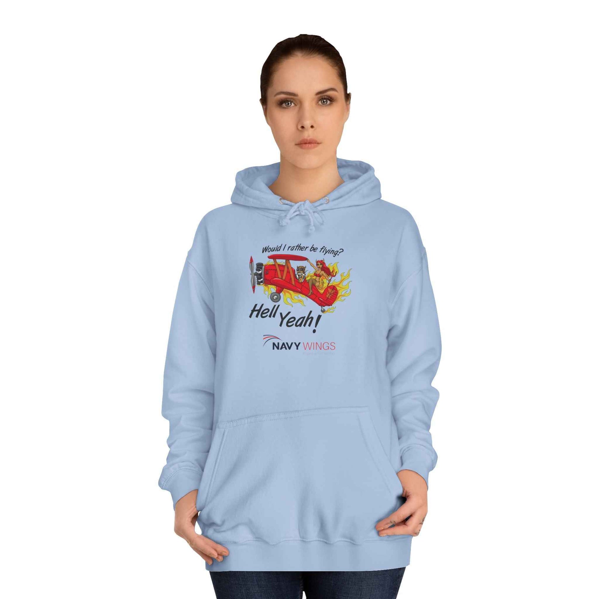Vintage Red Airplane Hoodie — "Hell Yeah!" Graphic College Pullover