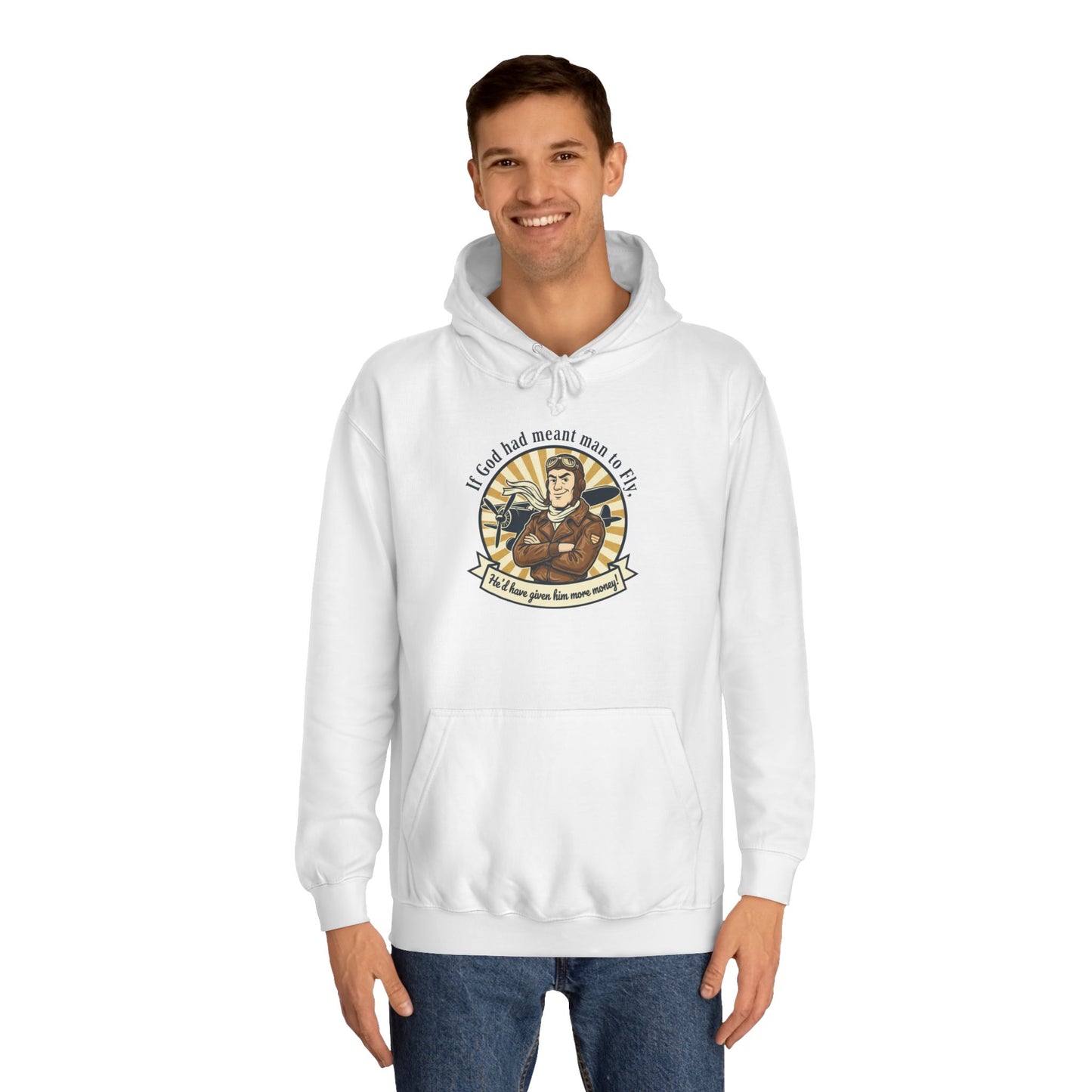 Aviator Retro College Hoodie — “I’ll Save You From The Storm” Vintage Pilot Graphic