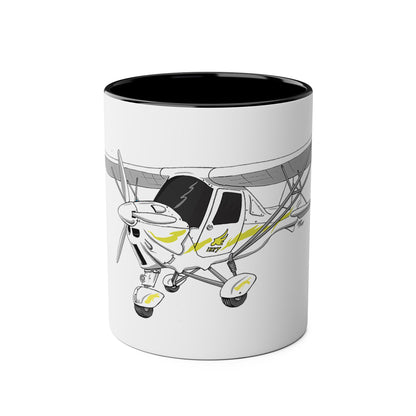 Yellow Decals Cartoon Ikarus C42 Microlight 11oz Coffee Mug