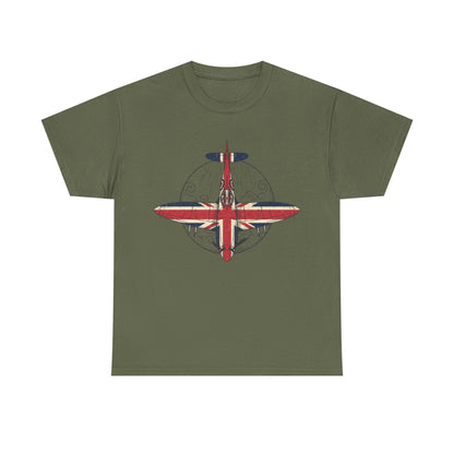 Vintage British Spitfire T-Shirt — Union Jack Warplane Graphic Tee