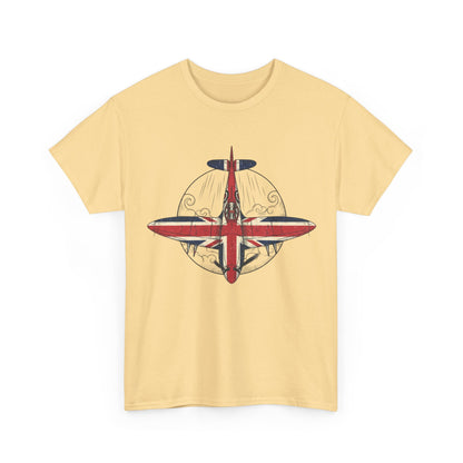 Vintage British Spitfire T-Shirt — Union Jack Warplane Graphic Tee