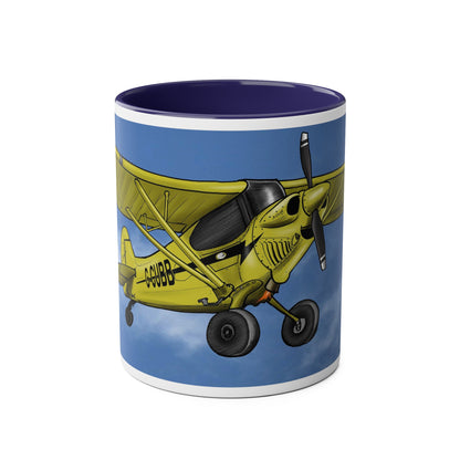 Super Yellow Cub Two-Tone Coffee Mugs, 11oz - Funky Aviation