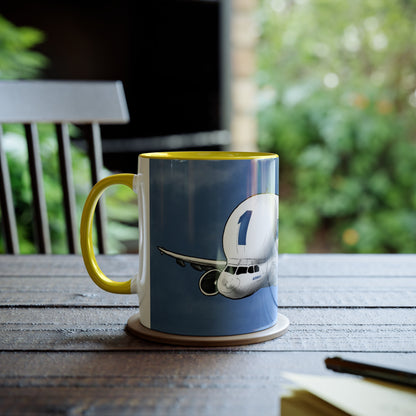 Beluga Airbus Cartoon Two-Tone Coffee Mugs, 11oz - Funky Aviation