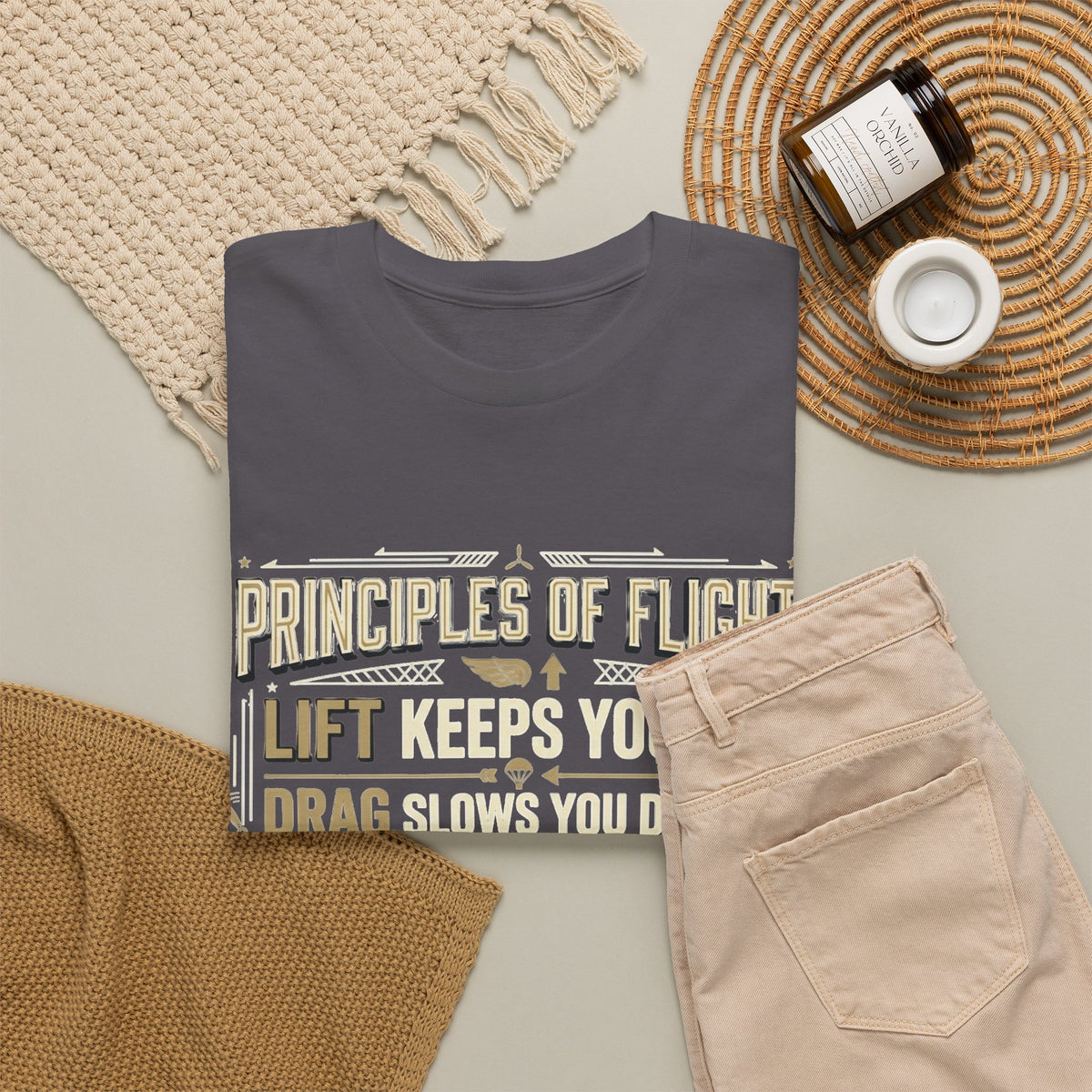 Pilot Instructor T‑Shirt — “Principles of Flight” Aviation Gift