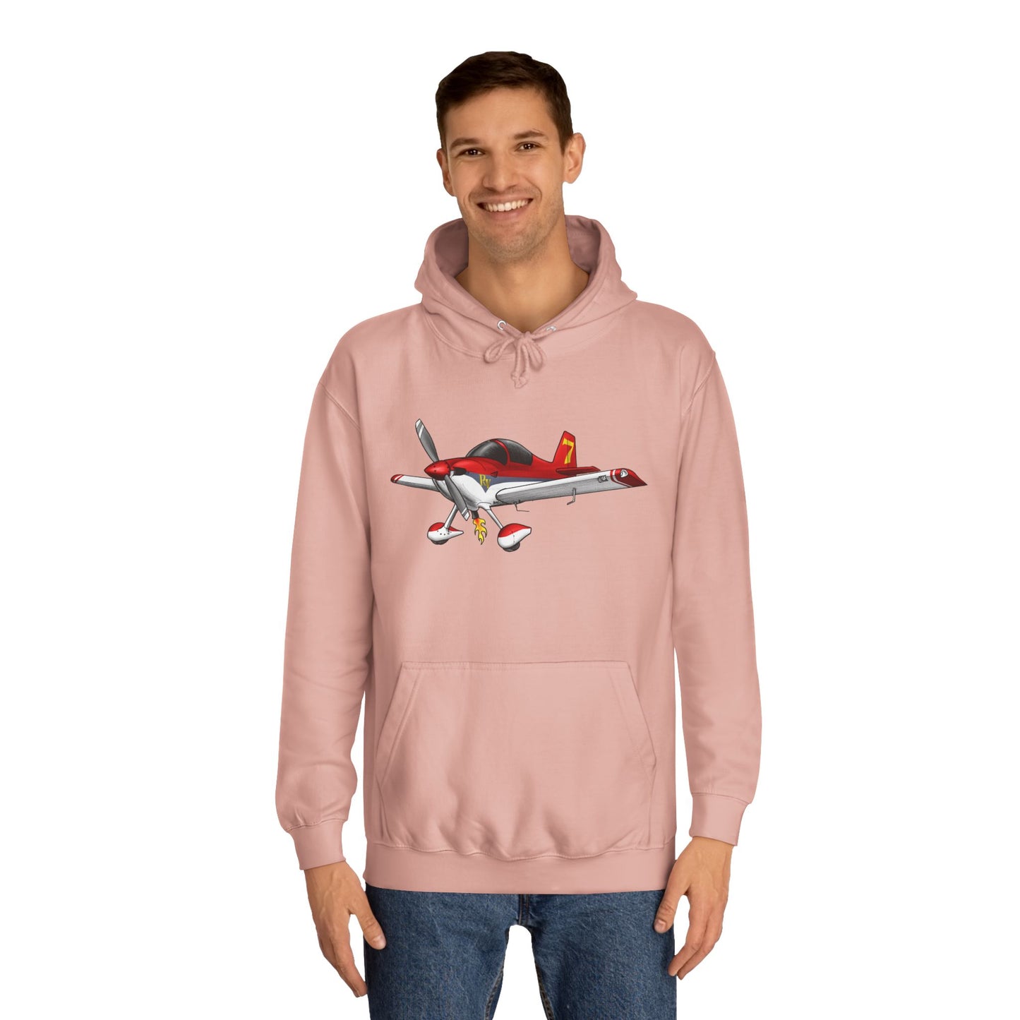 RV7 Aviation Hoodie — Small Red Aerobatic Aircraft Graphic