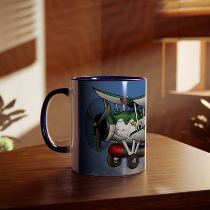 Navy Swordfish Design Two-Tone Coffee Mugs, 11oz - Funky Aviation