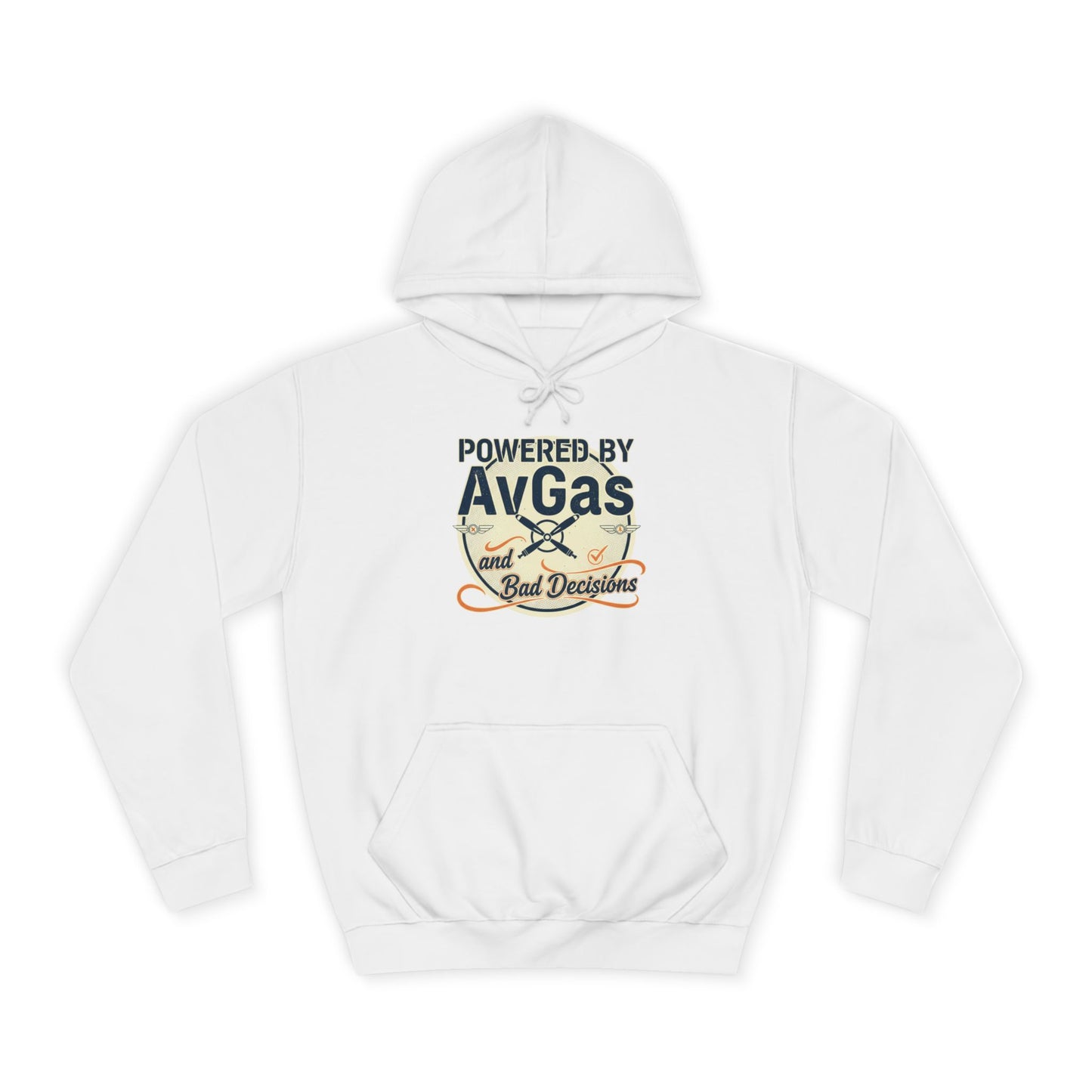 Powered by AvGas Hoodie — Vintage Pilot Aviation Sweatshirt