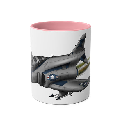 Phantom Fighter Jet Two-Tone Coffee Mugs, 11oz - Funky Aviation