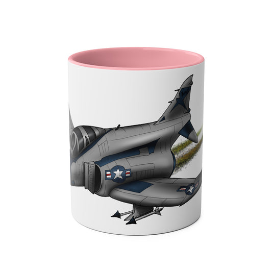 Phantom Fighter Jet Two-Tone Coffee Mugs, 11oz
