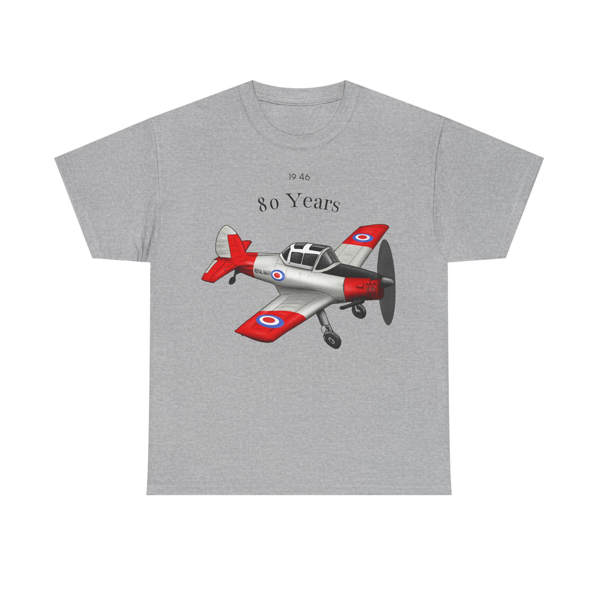 Chipmunk Vintage Airplane Tee — "80 Years" Commemorative Aviation Shirt