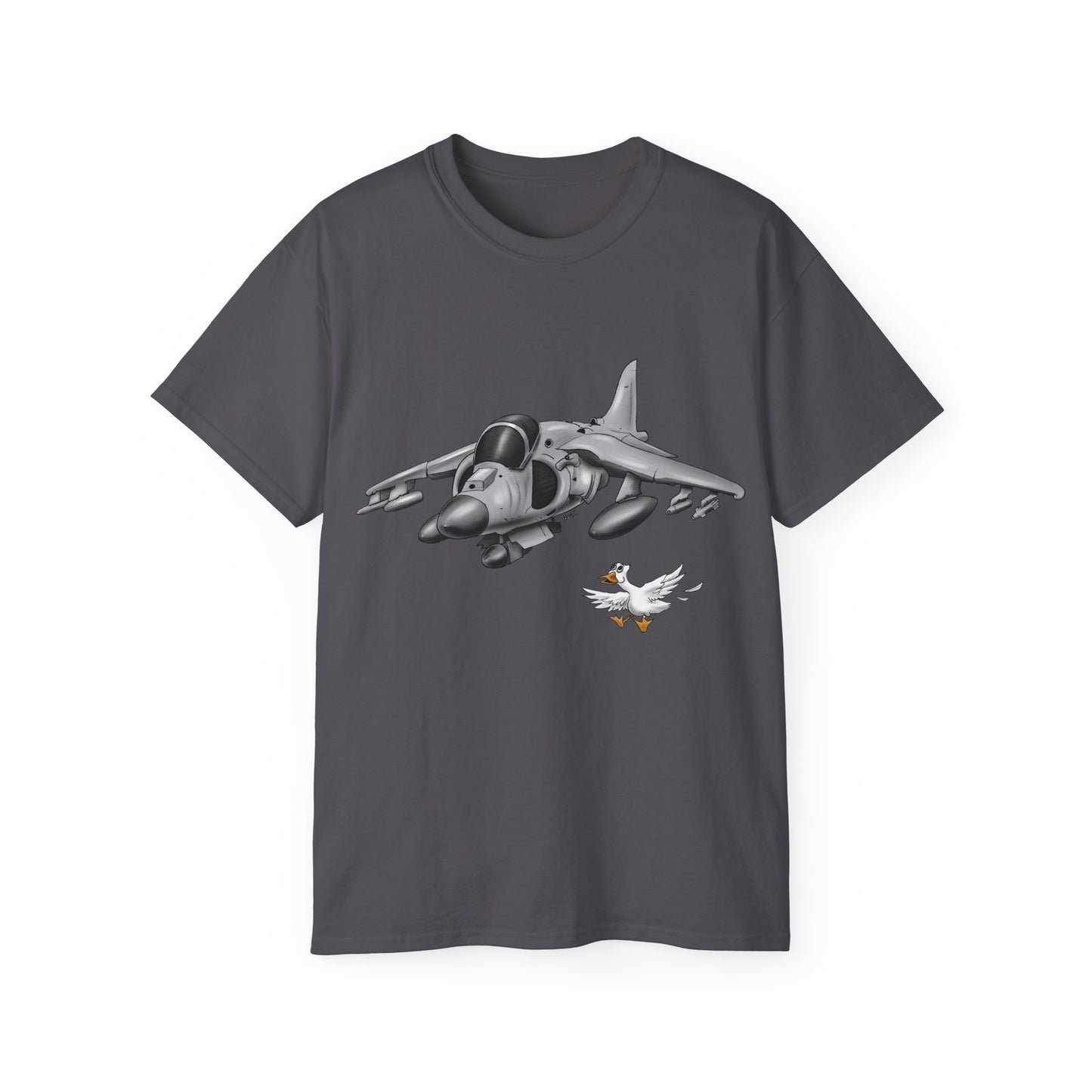 Harrier Hand drawn Cartoon for Flight Enthusiast T-Shirt, Airplane Graphic Tee, Unique Gift for Pilots, Aviation Fan Apparel