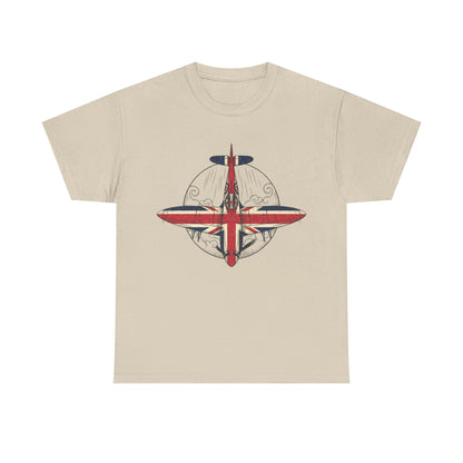 Vintage British Spitfire T-Shirt — Union Jack Warplane Graphic Tee