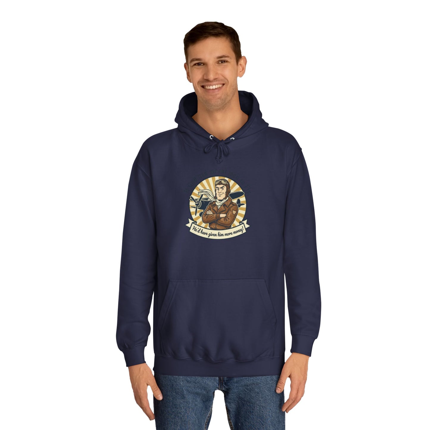 Aviator Retro College Hoodie — “I’ll Save You From The Storm” Vintage Pilot Graphic