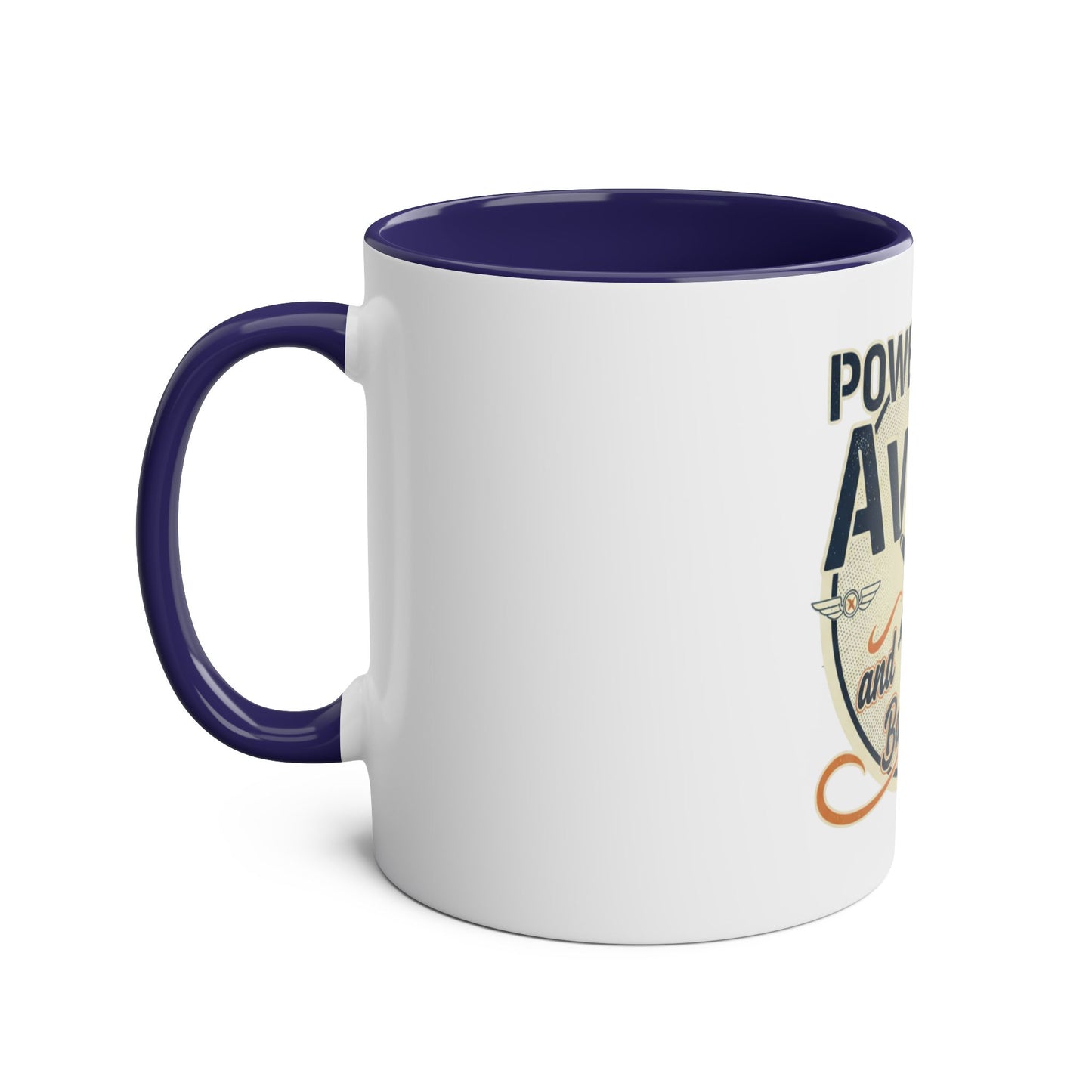 Aviator Coffee Mug — "Powered by AvGas and Bad Decisions" 11oz Two-Tone