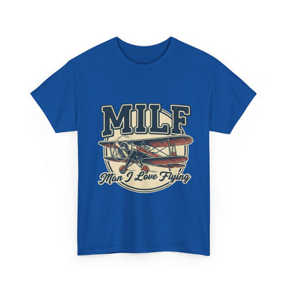 T-Shirt — "MILF: Man I Love Flying" Vintage Airplane Graphic Tee