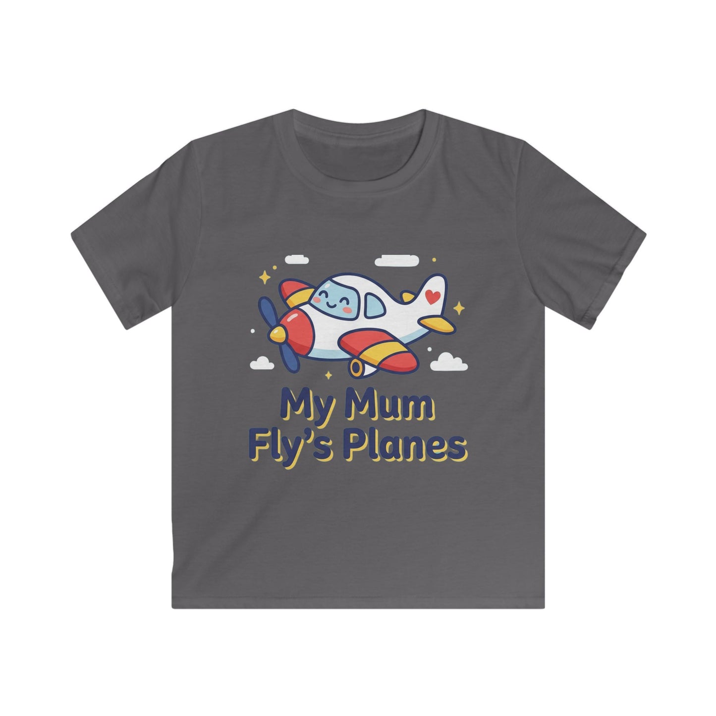 Kids Tee — "My Mum Fly's Planes" Cute Airplane Design for Little Aviators