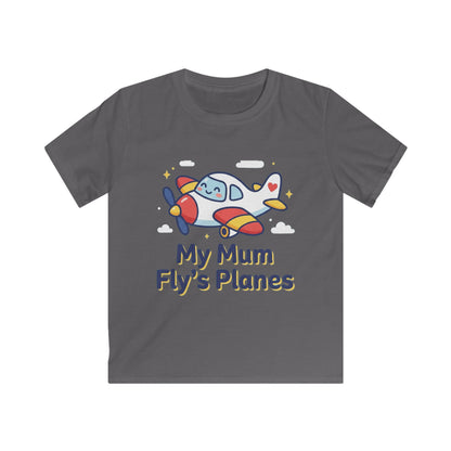 Kids Tee — "My Mum Fly's Planes" Cute Airplane Design for Little Aviators
