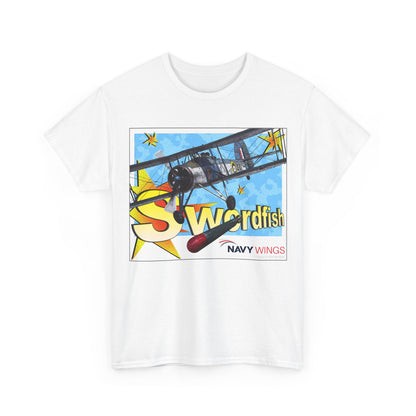 Swordfish Navy Wings T‑Shirt — Vintage Biplane Aviation Graphic Tee