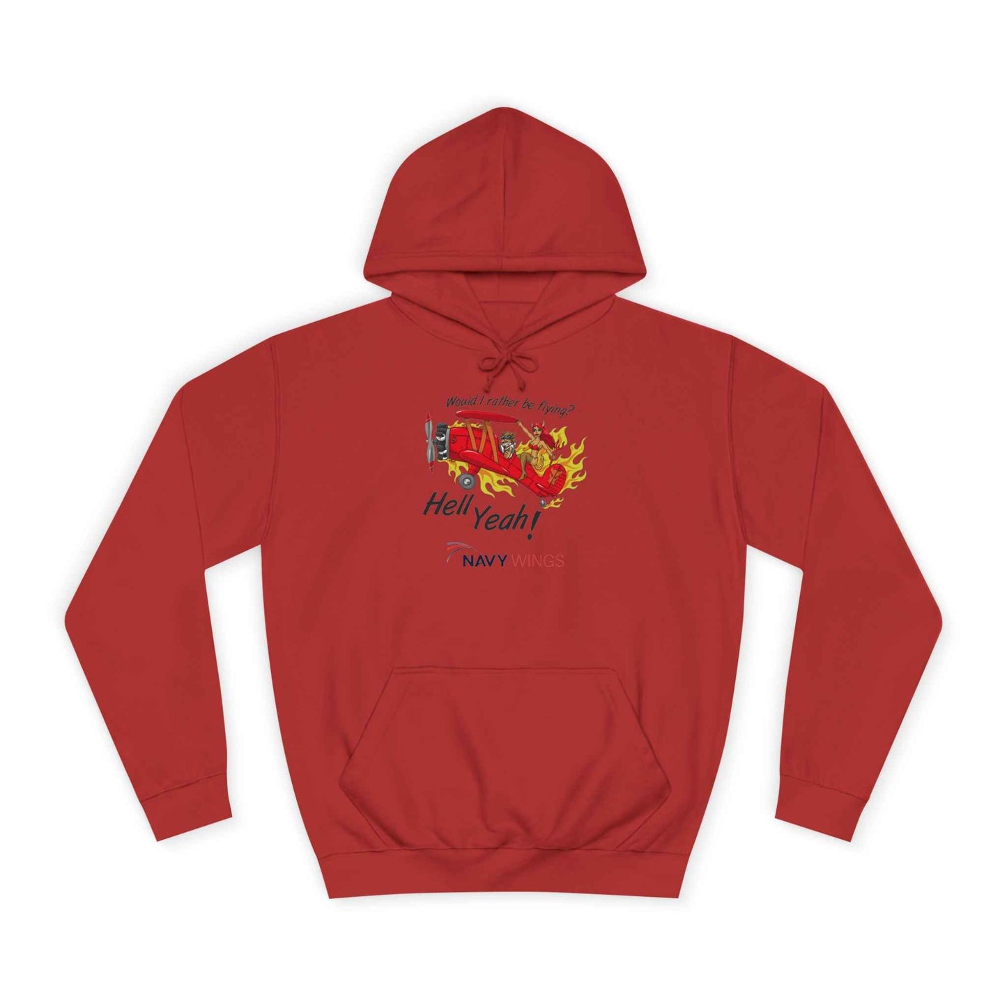 Vintage Red Airplane Hoodie — "Hell Yeah!" Graphic College Pullover