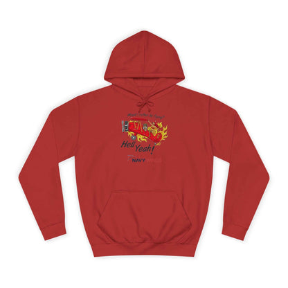 Vintage Red Airplane Hoodie — "Hell Yeah!" Graphic College Pullover