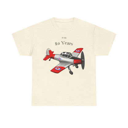 Chipmunk Vintage Airplane Tee — "80 Years" Commemorative Aviation Shirt