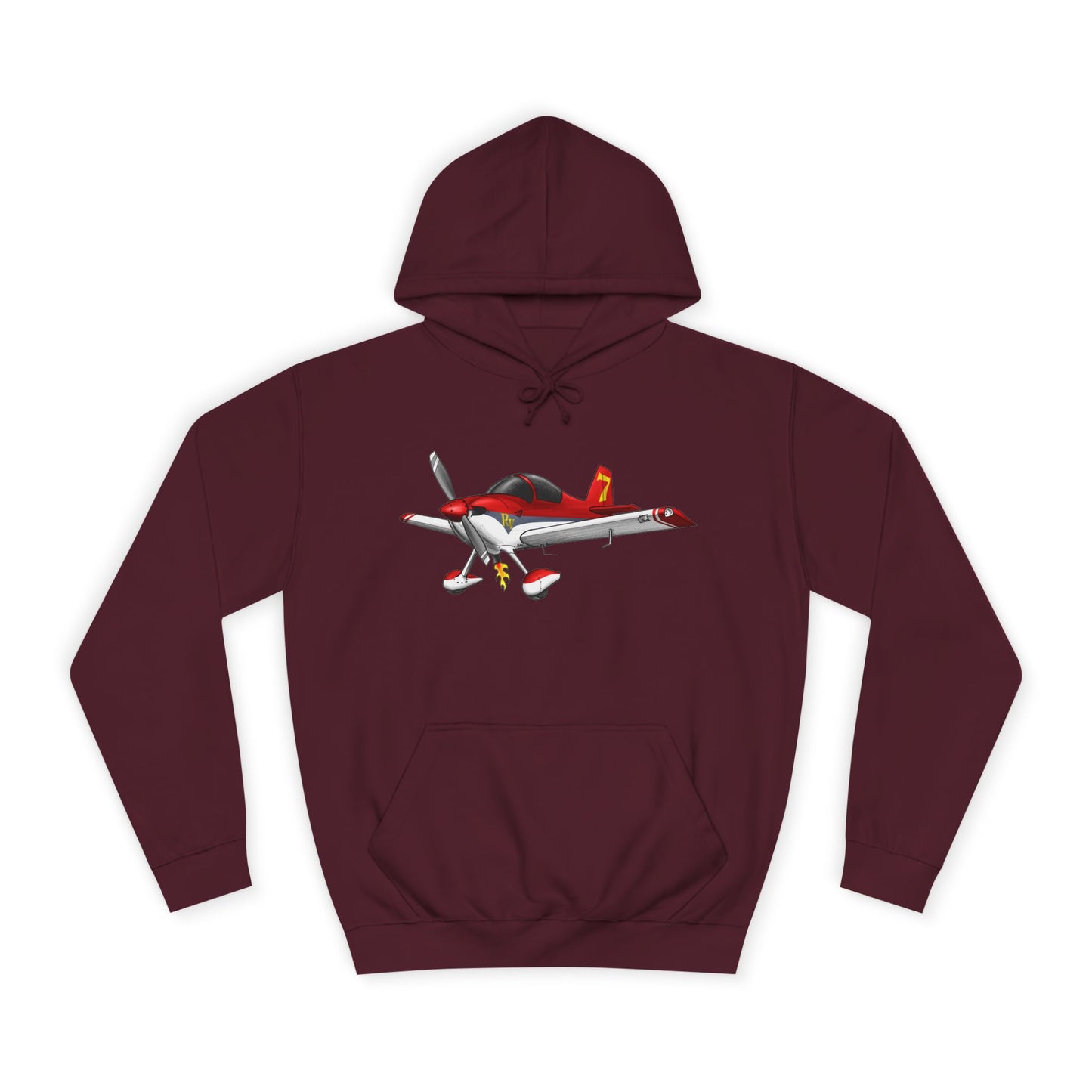 RV7 Aviation Hoodie — Small Red Aerobatic Aircraft Graphic