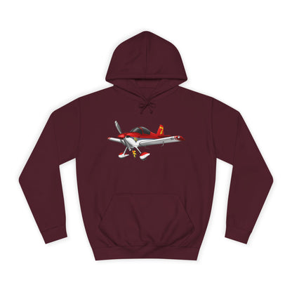 RV7 Aviation Hoodie — Small Red Aerobatic Aircraft Graphic