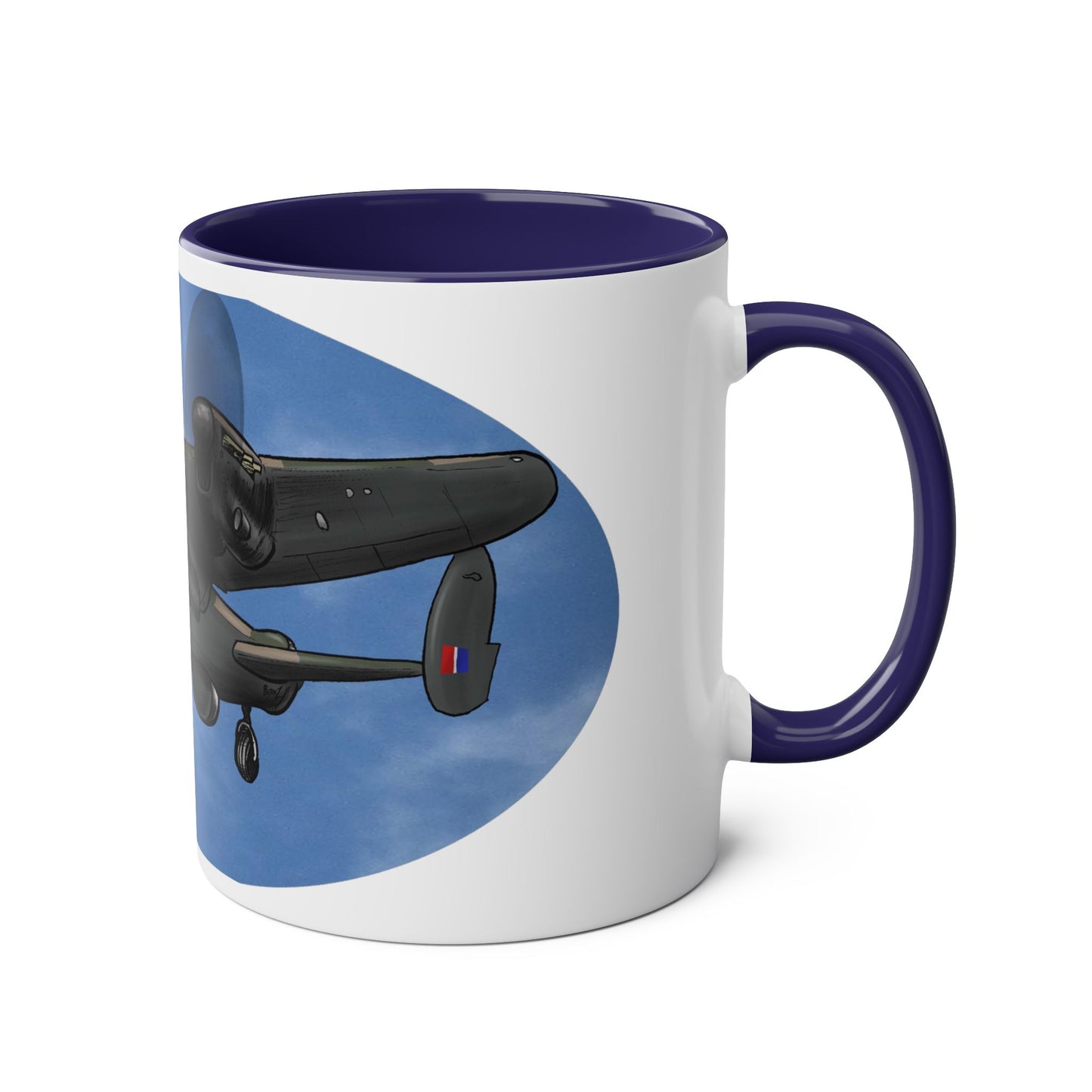 WWII Bomber Two-Tone Coffee Mug — Vintage WWII Aircraft Gift
