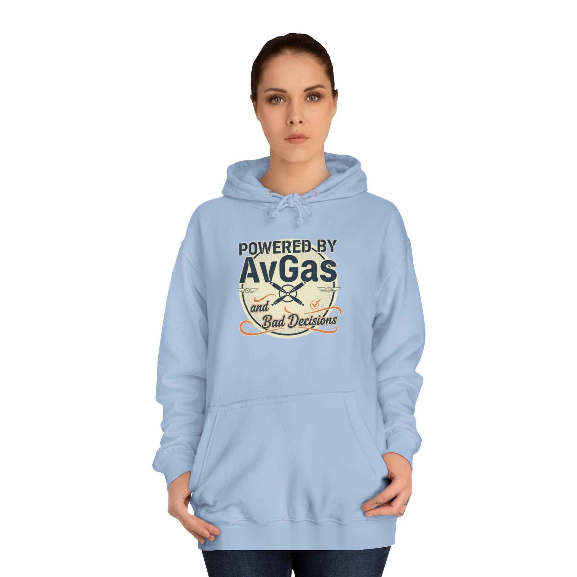Powered by AvGas Hoodie — Vintage Pilot Aviation Sweatshirt