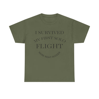 I Survived My First Solo Flight Unisex Heavy Cotton Tee