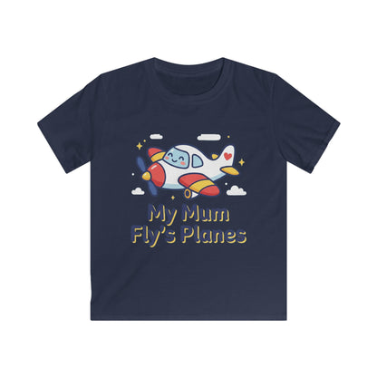 Kids Tee — "My Mum Fly's Planes" Cute Airplane Design for Little Aviators