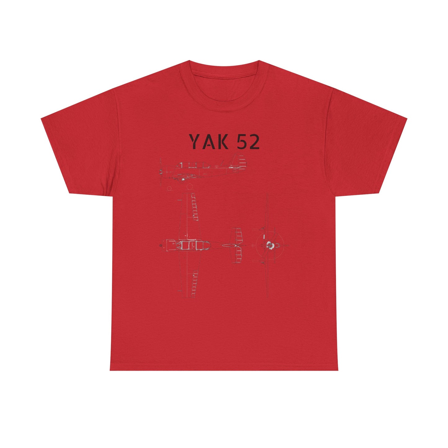 Yak-52 Blueprint T-Shirt — Vintage Aircraft Schematic Tee for Aviation Enthusiasts